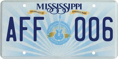 MS license plate AFF006