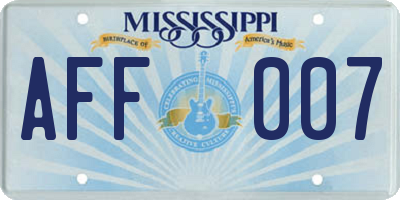 MS license plate AFF007