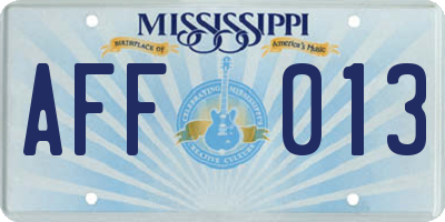 MS license plate AFF013