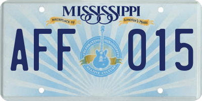 MS license plate AFF015