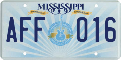 MS license plate AFF016