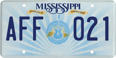 MS license plate AFF021