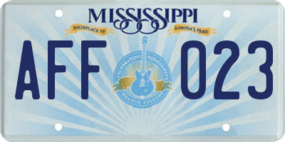 MS license plate AFF023