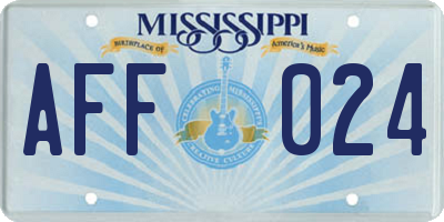 MS license plate AFF024