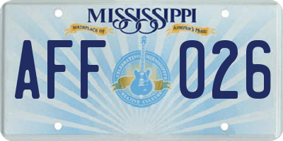 MS license plate AFF026