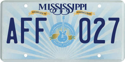 MS license plate AFF027