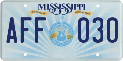 MS license plate AFF030
