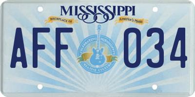 MS license plate AFF034