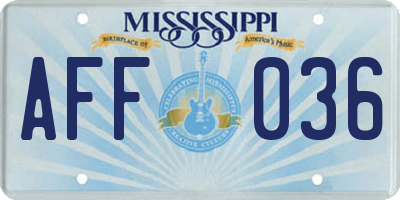 MS license plate AFF036