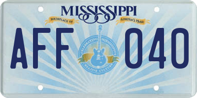 MS license plate AFF040