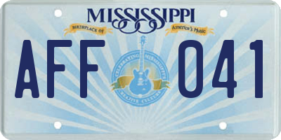 MS license plate AFF041