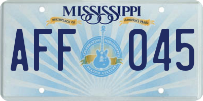 MS license plate AFF045