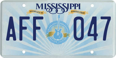 MS license plate AFF047