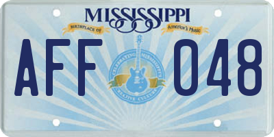 MS license plate AFF048