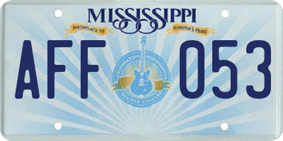 MS license plate AFF053