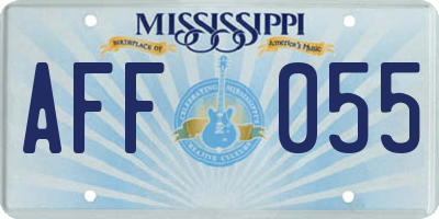 MS license plate AFF055