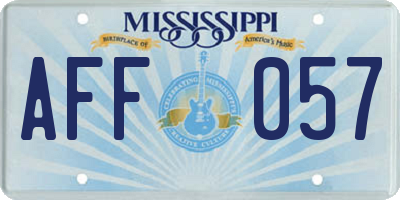 MS license plate AFF057