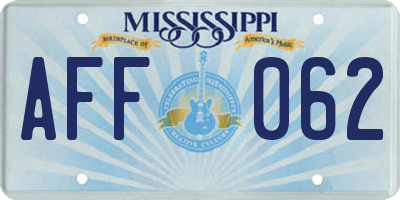 MS license plate AFF062
