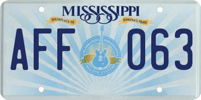 MS license plate AFF063