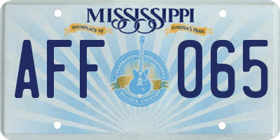 MS license plate AFF065