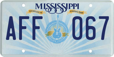 MS license plate AFF067