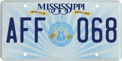 MS license plate AFF068
