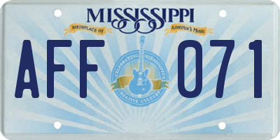 MS license plate AFF071