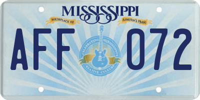MS license plate AFF072