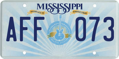 MS license plate AFF073