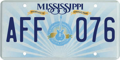 MS license plate AFF076
