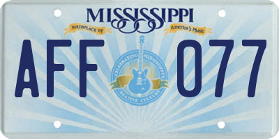 MS license plate AFF077