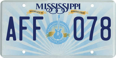 MS license plate AFF078