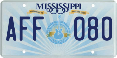 MS license plate AFF080