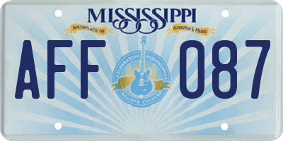 MS license plate AFF087