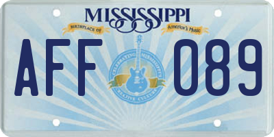 MS license plate AFF089