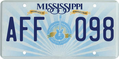 MS license plate AFF098