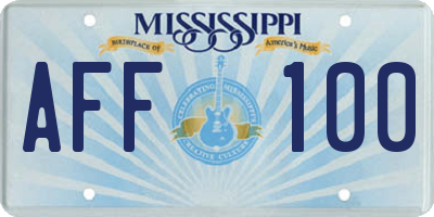 MS license plate AFF100