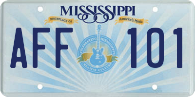 MS license plate AFF101
