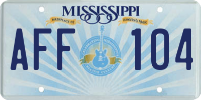 MS license plate AFF104