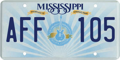 MS license plate AFF105