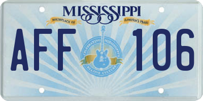 MS license plate AFF106
