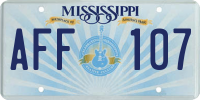 MS license plate AFF107