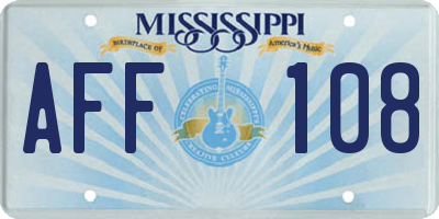 MS license plate AFF108