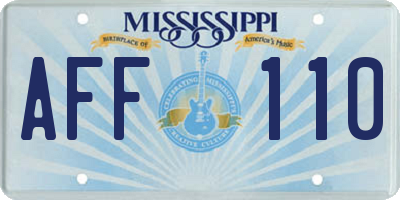 MS license plate AFF110