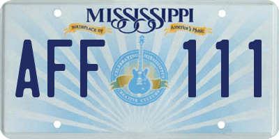 MS license plate AFF111
