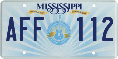 MS license plate AFF112