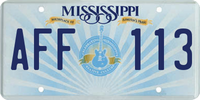 MS license plate AFF113