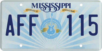 MS license plate AFF115