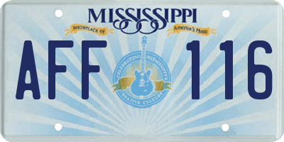 MS license plate AFF116
