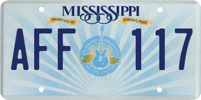 MS license plate AFF117